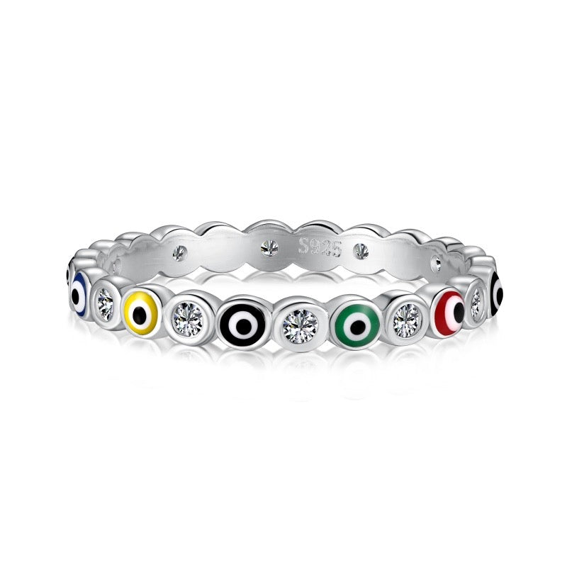 Anillo de plata 925 con ojo turco colorido
