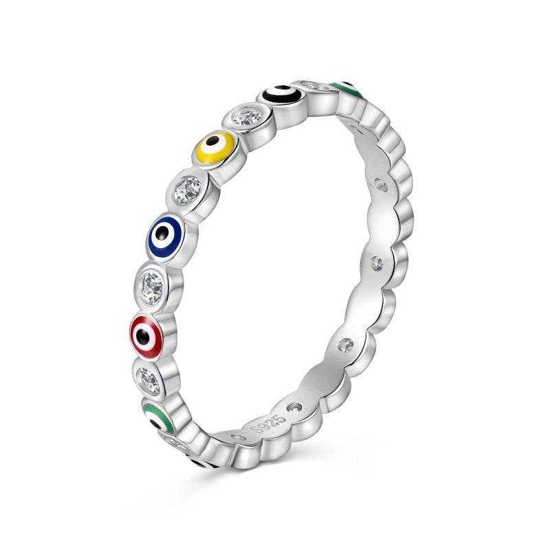 Anillo de plata 925 con ojo turco colorido