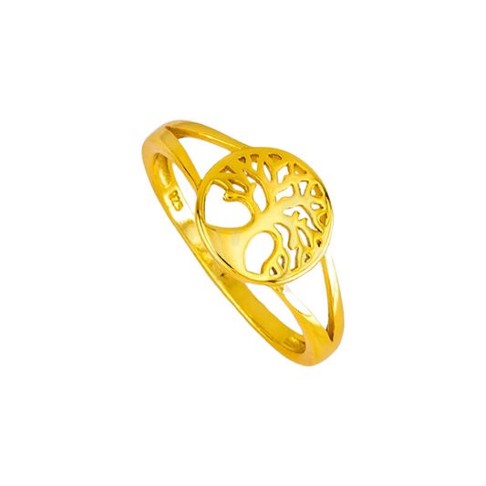 Anillo de Arbol de la vida plata y baño oro