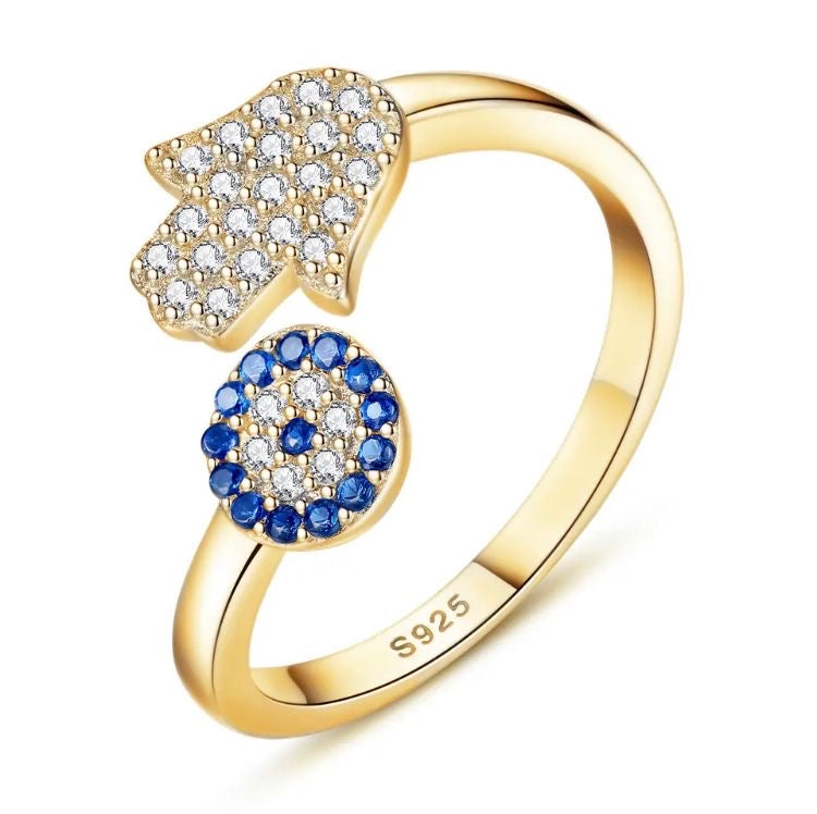 Nazar Hamsa Gold Silver Ring