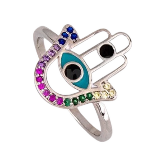 Anillo de Plata Hamsa 🪬 Mano de Fatima