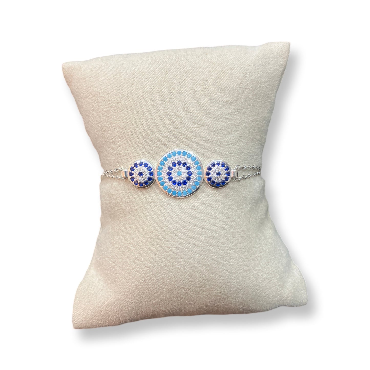 Bracelet with 3 Turkish eyes 🧿 Silver Zircons