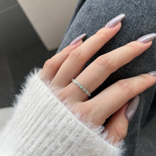 Anillo de plata 925 con ojo turco verde