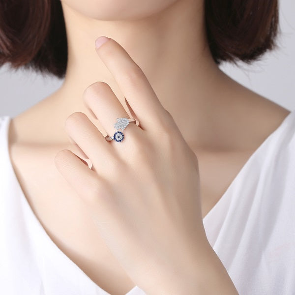 Nazar Hamsa Silver Ring
