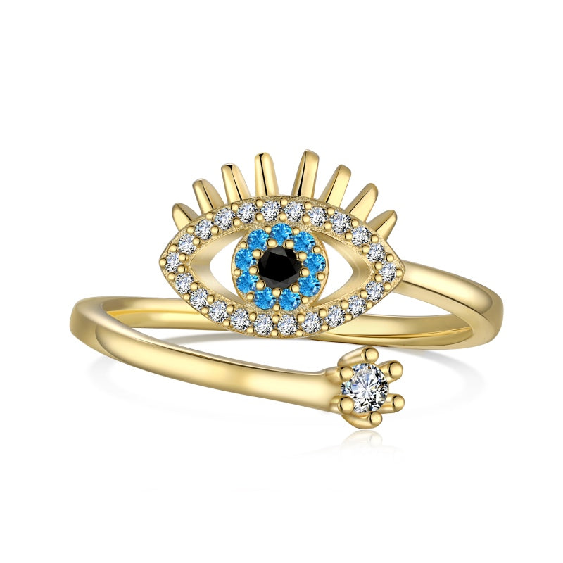 Nazar Adjustable Silver Ring Gold Plated 🧿