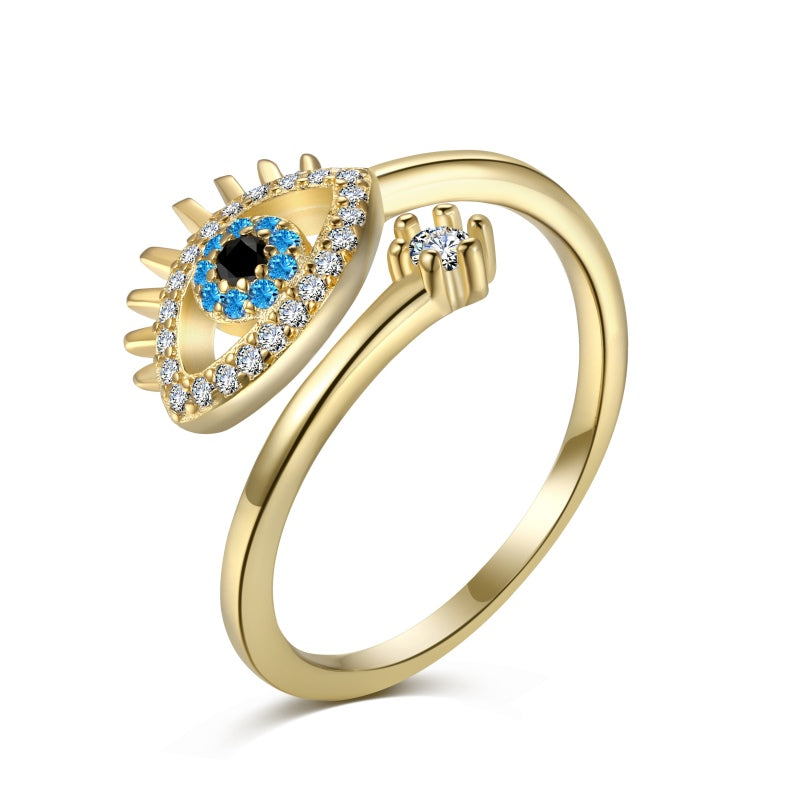 Nazar Adjustable Silver Ring Gold Plated 🧿