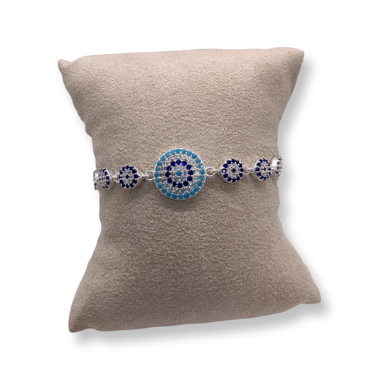 Pulsera de Plata 7 Ojo Turco 🧿 Zirconitas