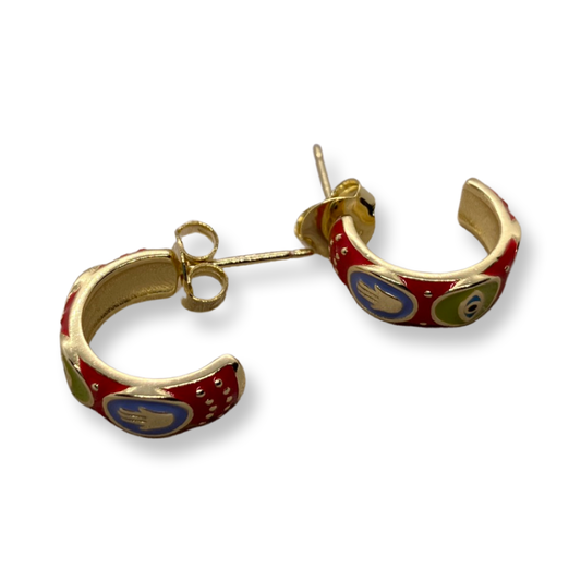 Pendientes de Plata con baño de oro Hamsa y Nazar