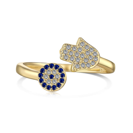 Nazar Hamsa Gold Silver Ring