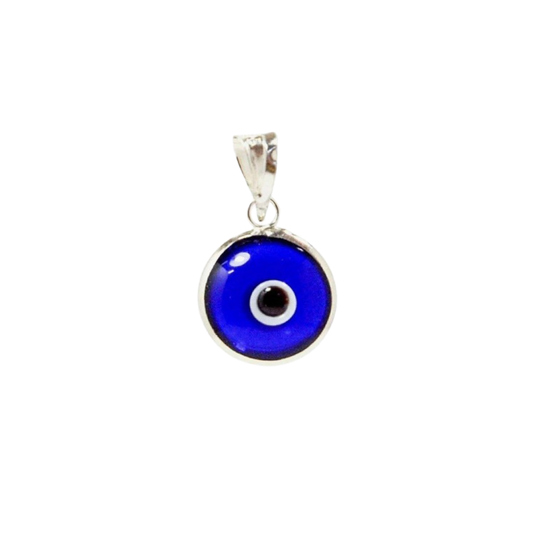 Turkish Eye Silver Pendant 🧿 Dark Blue