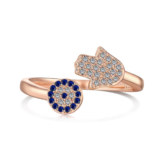 Nazar Hamsa Silver Ring Rose Gold