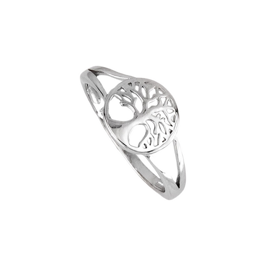 Anillo de arbol de la vida plata