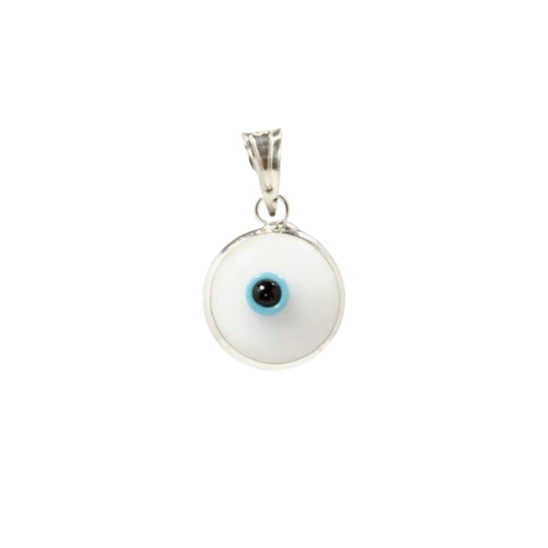 Turkish Eye Silver Pendant 🧿 White