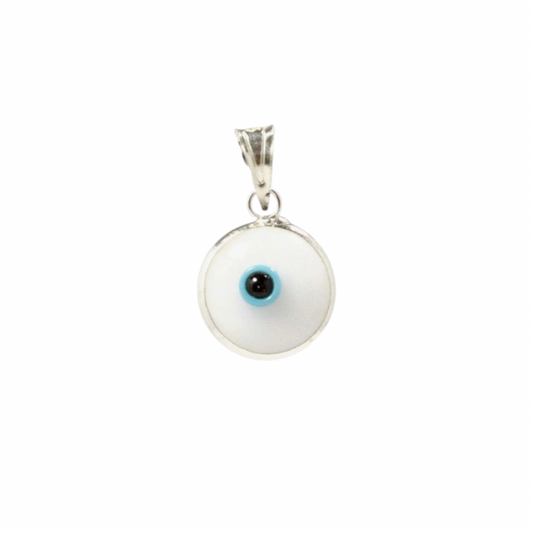 Turkish Eye Silver Pendant 🧿 White