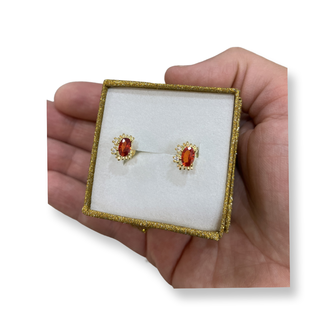 Gold plated silver earrings with zircon stone